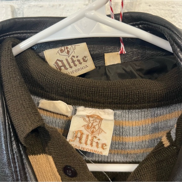 Vintage 70s Alfie California Brown Faux Leather Shacket and Sweater Set Mens L - Picture 4 of 14